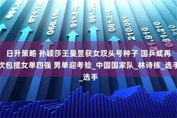 日升策略 孙颖莎王曼昱获女双头号种子 国乒或再次包揽女单四强 男单迎考验_中国国家队_林诗栋_选手
